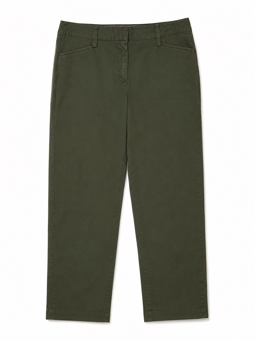 Lands’ End Women’s Olive Green Mid Rise Slim Leg Chino Pants Size 8